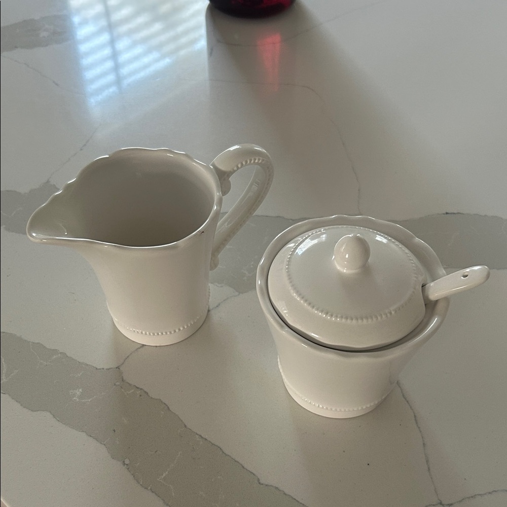Elegant White Creamer and Sugar Bowl Set